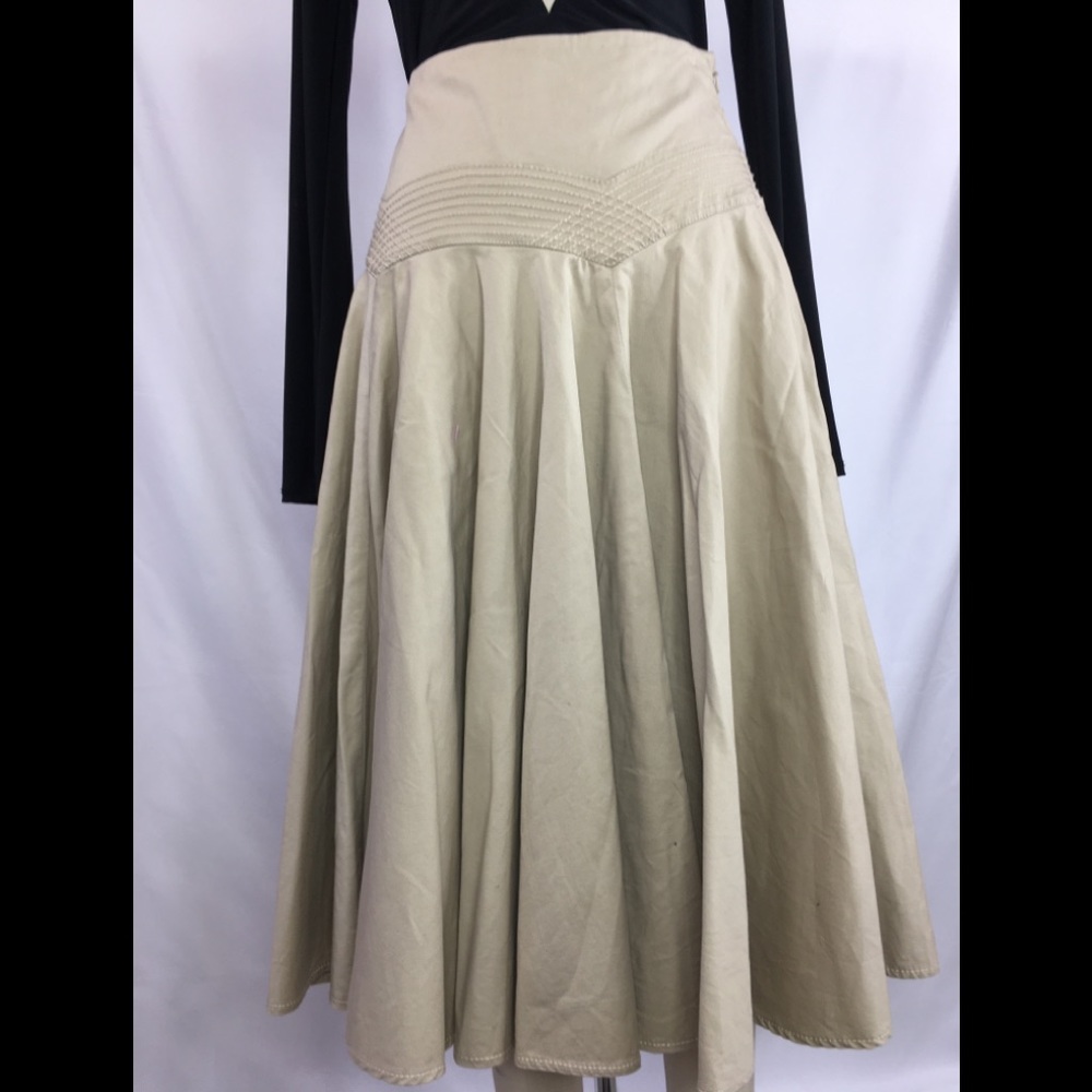 DKNY STRUCTURED KHAKI FLARE NWOT SKIRT